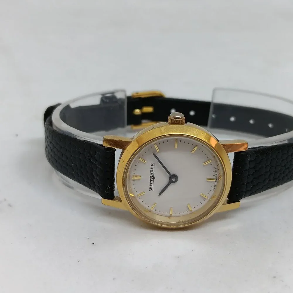Wittnauer JV2527 Women's 24mm Gold Tone White Dial Swiss Quartz Watch NEW BATT